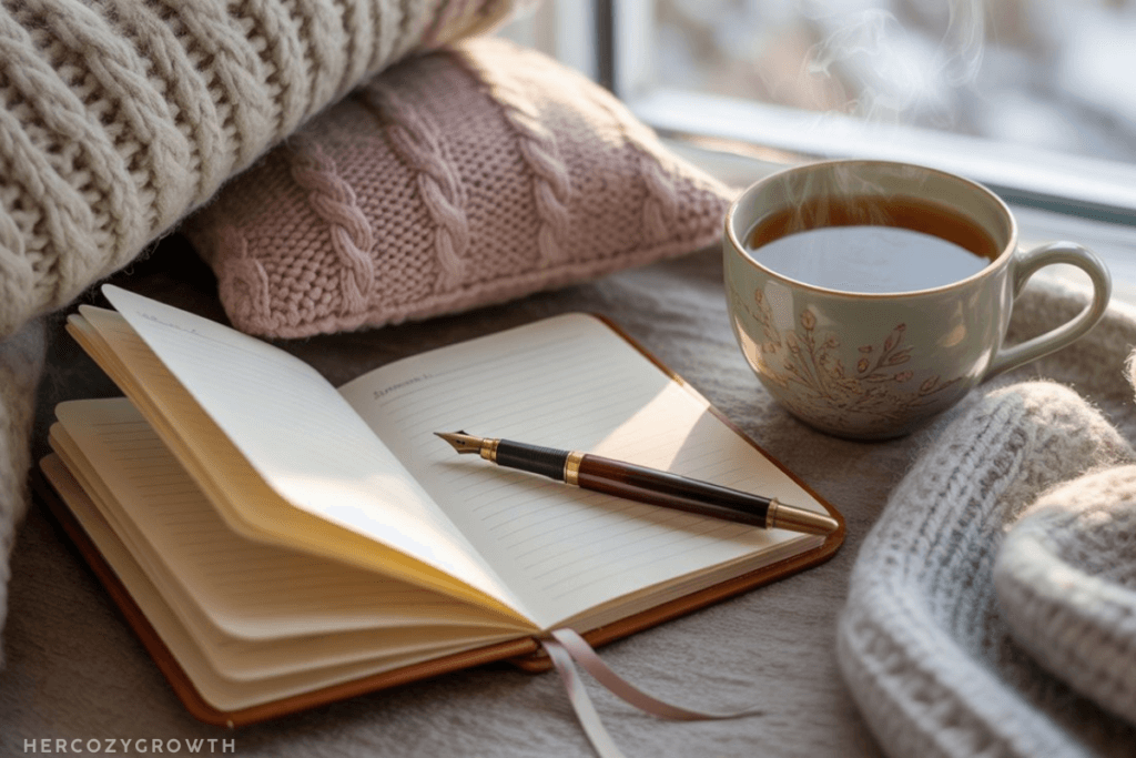 Journaling during a gentle new year reset routine.