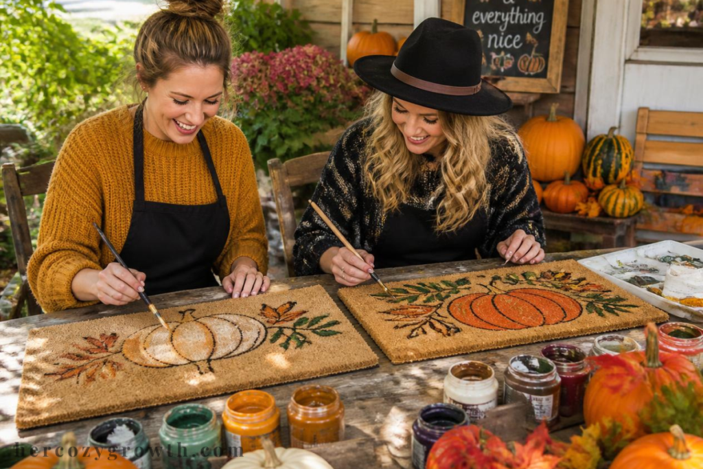 doormat painting party fall girls night diy