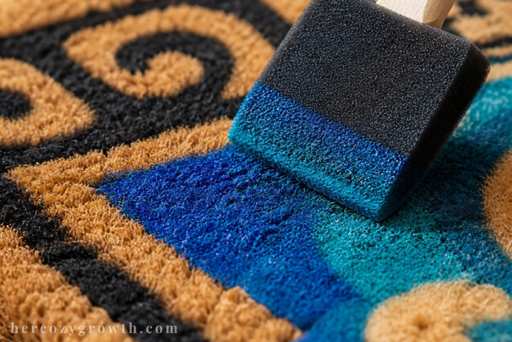 doormat painting party dabbing technique coir texture