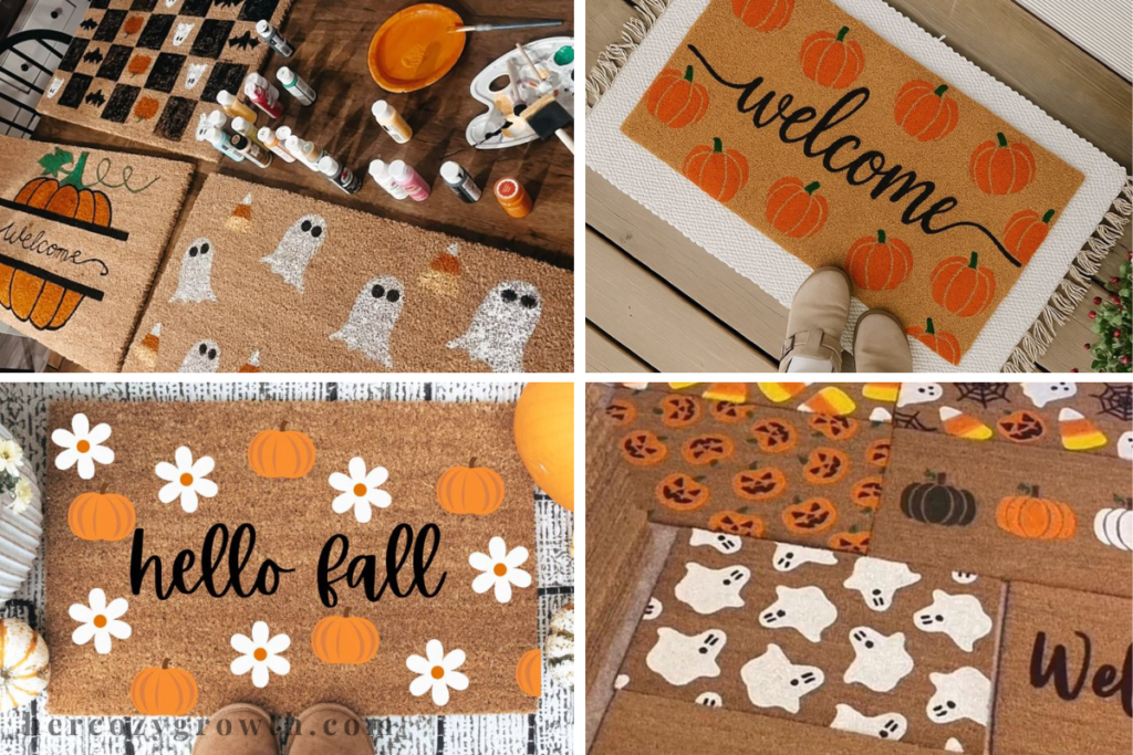 doormat painting party finished fall pumpkin design