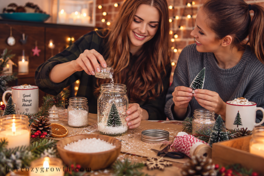 winter craft night ideas snow globe making diy