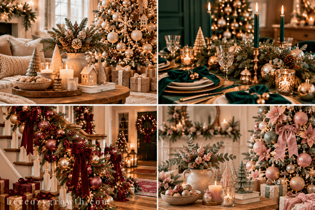 christmas decorating trends neutral cozy living room modern