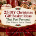 DIY christmas gift basket with candles, cocoa and a cozy blanket