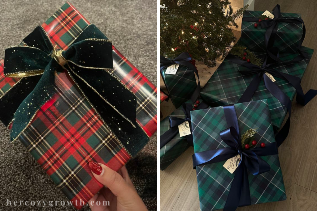 Classic Ralph Lauren christmas tree base with wicker collar and wrapped gifts