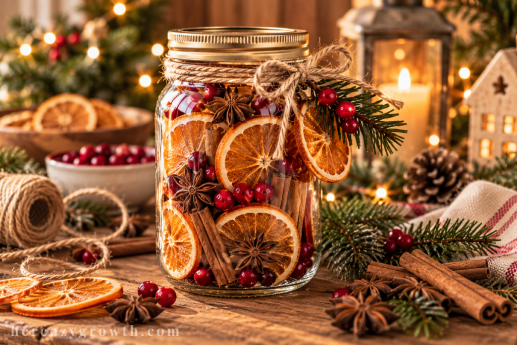 Budget christmas crafts with a simmer pot gift jar